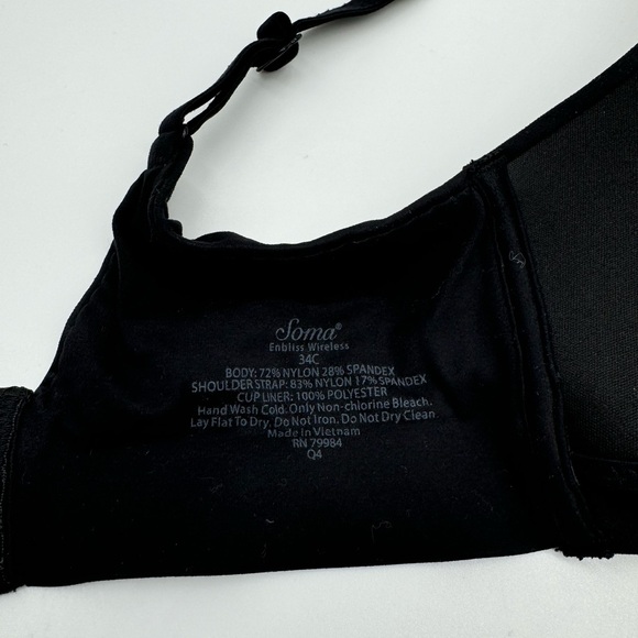 Soma Enbliss Wireless Black Padded Bra- Size 34C - Picture 9 of 10
